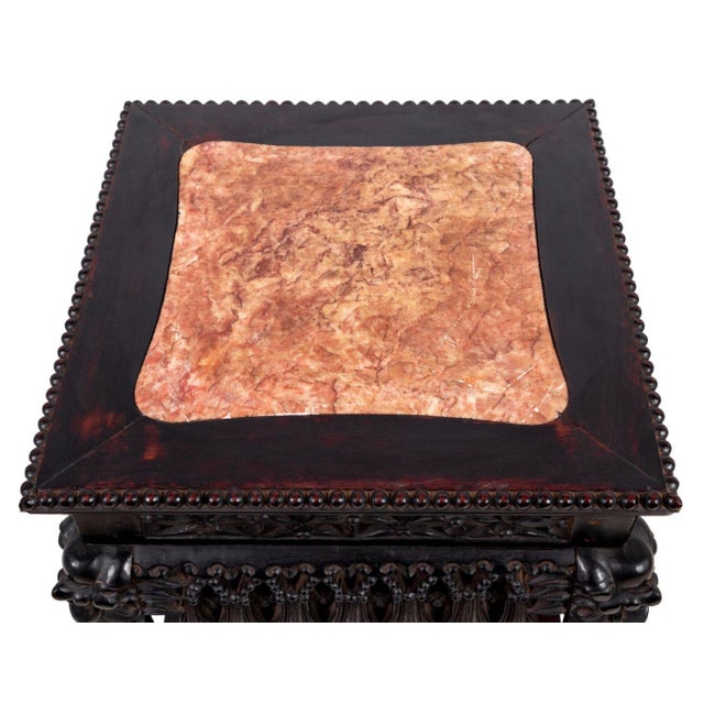 Chinese Hardwood & Marble Pedestal Table, 19th C. For Sale - Image 4 of 4
