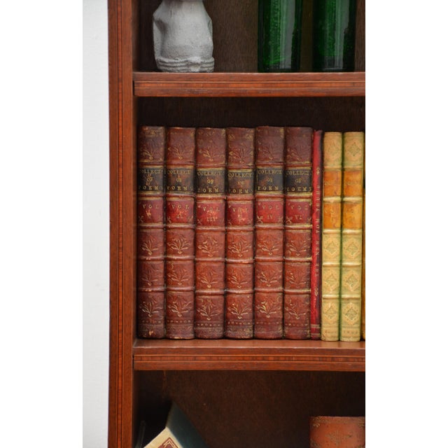 1900 - 1909 Slim Mahogany and Inlaid Open Bookcase, 1900s For Sale - Image 5 of 17