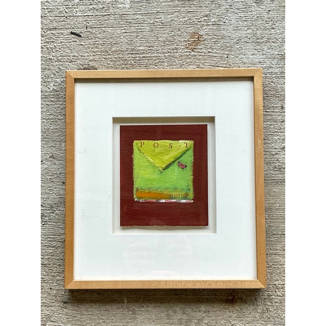 Framed Abstract Mixed Media Postal Design Art For Sale - Image 9 of 12