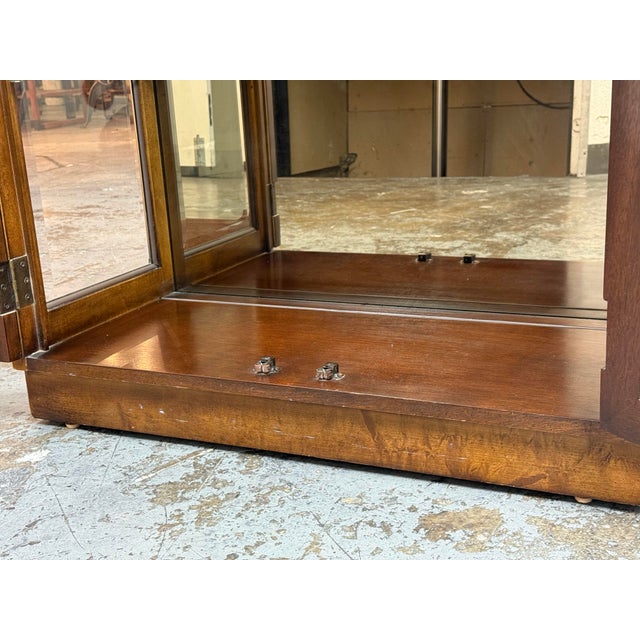 Brown Campaign Style Curio Display Cabinet, Vintage For Sale - Image 8 of 12