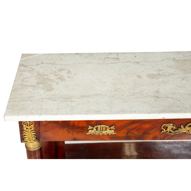 French Empire Antique Mahogany Gilt Bronze Marble Pier Table Circa 1820 For Sale - Image 6 of 18