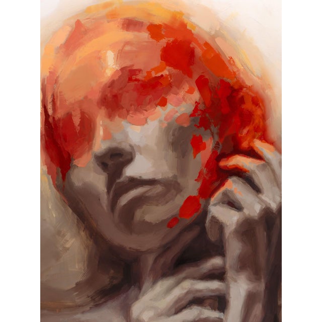 Awaken by Josh Sorrell | Oil on Panel Portrait of a Woman with Abstract Colors For Sale - Image 4 of 5