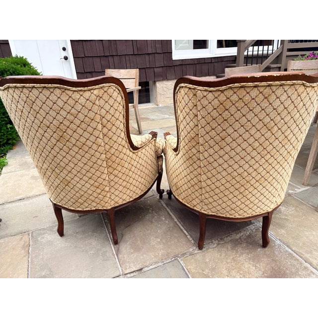 1990s Pair of Vintage French Provincial Wingback Chair From Ethan Allen For Sale - Image 5 of 8