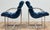 Metal Vintage Newly Upholstered Blue Velvet Chrome Sling Chairs, a Pair For Sale - Image 7 of 18