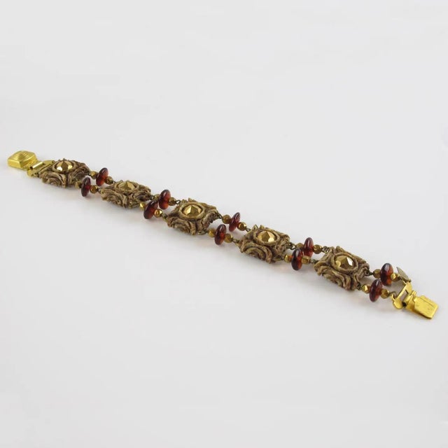 Art Deco Henry Perichon Paris Talosel Jeweled Bangle Bracelet For Sale - Image 3 of 8