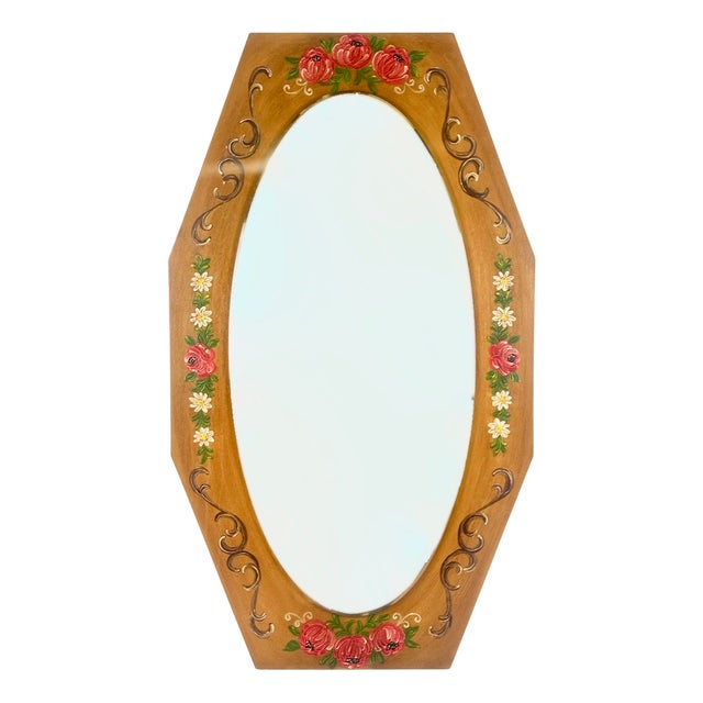 Austrian Hand-Painted Wall Mirror, 1980s For Sale