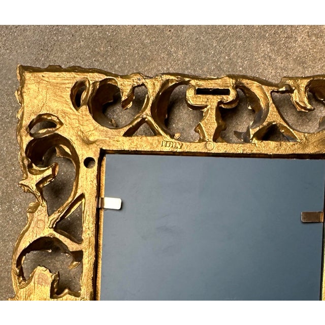 Pair of Vintage Italian Gold Rococo Wall Mirrors – Ornate Molded Frames- Made in Italy For Sale - Image 9 of 9