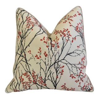 Chinoiserie Designer Myla Cherry Blossom Floral Botanical Feather/Down Pillow For Sale
