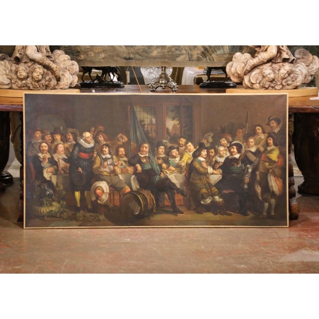 Mid 19th Century 19th Century Dutch School Banquet Scene Oil Painting After Van Der Helst For Sale - Image 5 of 15
