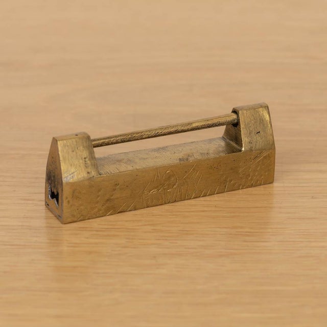 Chinese Antique Engraved Brass Chinese Padlock For Sale - Image 3 of 17