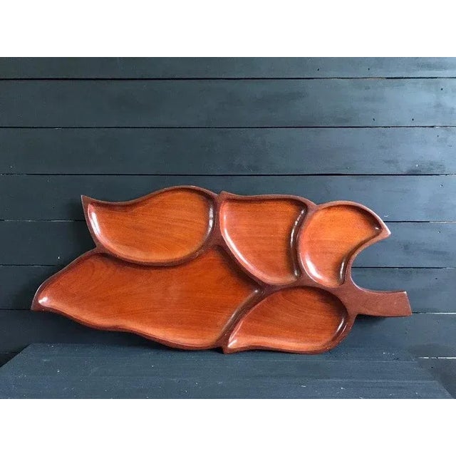Vintage Mid-Century Large Wood Serving Tray For Sale - Image 4 of 5