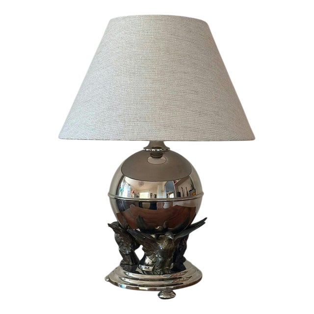 Swedish Art Deco Round Pewter Table Lamp, 1930s For Sale