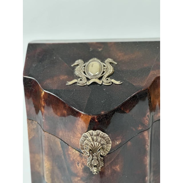 Brown Tessellated Faux Tortoise Knife Box For Sale - Image 8 of 9