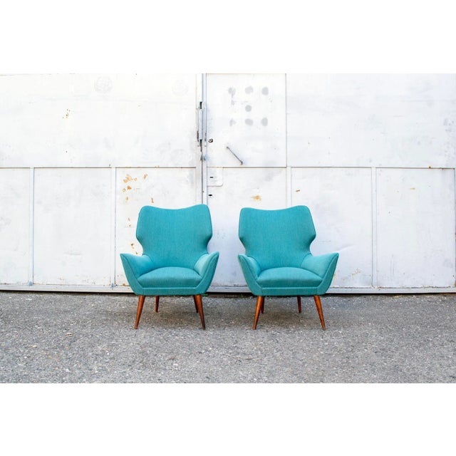 Set of Armchairs with Wooden Structure and Padded Seats, 1950s For Sale - Image 6 of 11