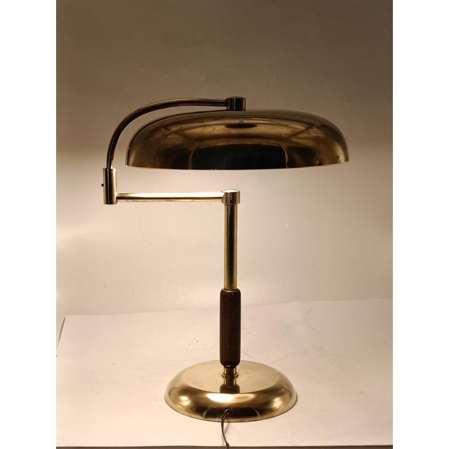 Brass Table Lamp with Swivel Arm from La Maison Desny, France, 1950s For Sale - Image 6 of 9