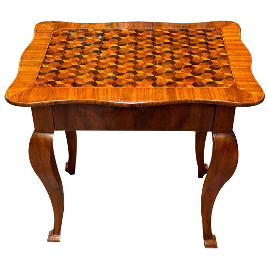 Baroque Inlaid Dining Table with Drawer, 1800s For Sale