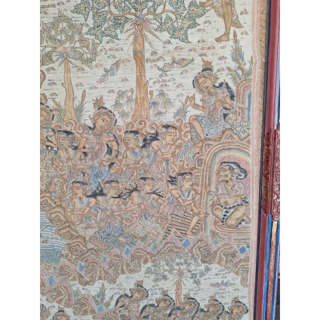 Antique Balinese Kamasan Hand Painted and Woven Tapestry For Sale - Image 16 of 18