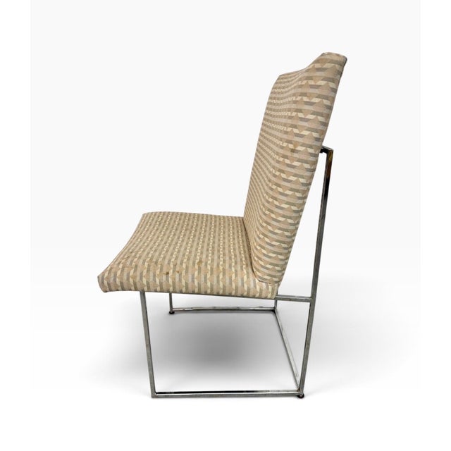 Vintage Milo Baughman "Thin Line" Chrome Upholstered Dining Chairs - Set of 6 For Sale In Philadelphia - Image 6 of 7
