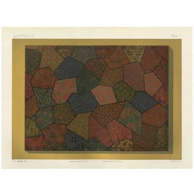 Audsley, Japanese Textile Patchwork Motif, Lithograph, 1880s For Sale