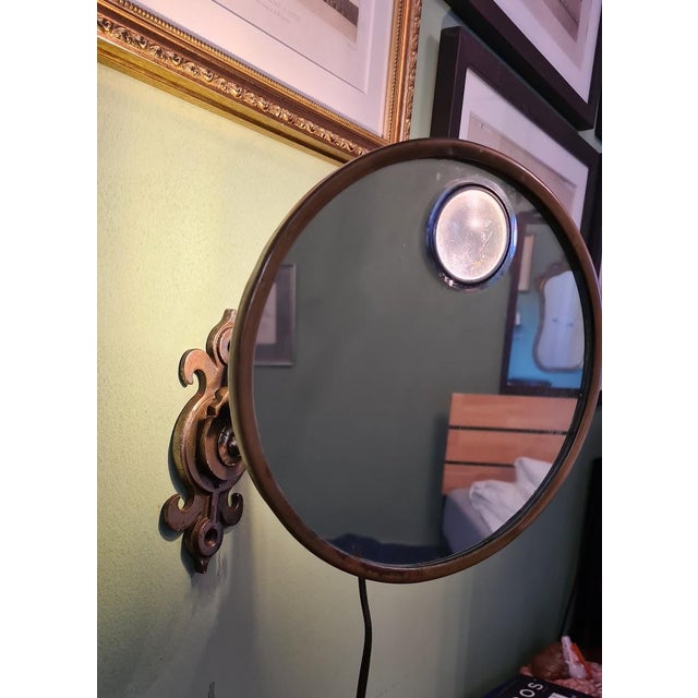 Glass French Art Deco Illuminated Shaving Mirror, Attributed to Maison Brot, Paris, Circa 1930 For Sale - Image 7 of 15
