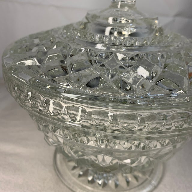Traditional Vintage Anchor Hocking Clear Glass Candy Dish With Lid For Sale - Image 3 of 6