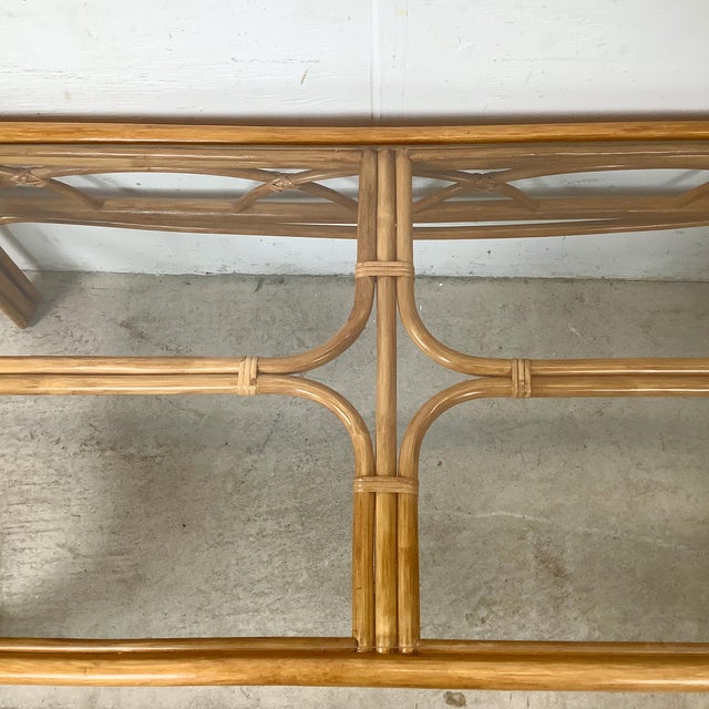 Vintage Rattan Coffee Table — Bamboo Arch Apron For Sale - Image 9 of 18