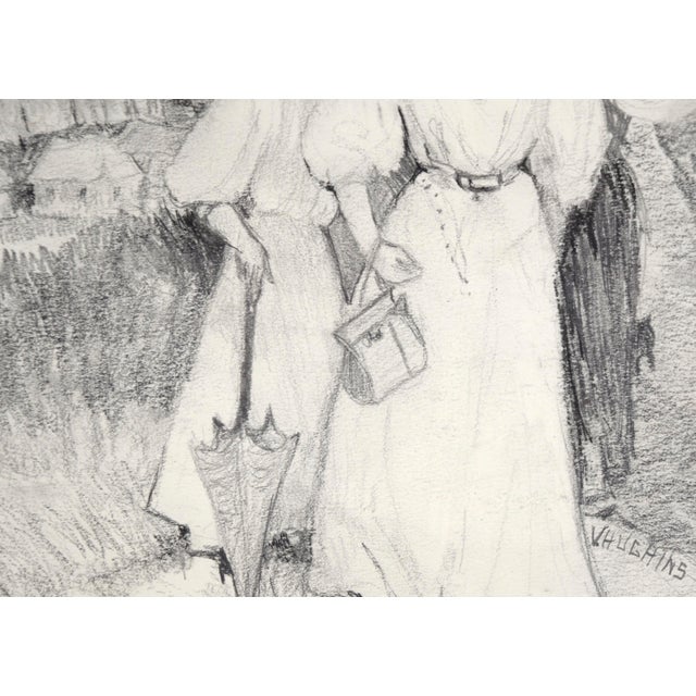 "Yesterday's Ladies" Figurative Drawing by Virginia J Hughins For Sale In Monterey, CA - Image 6 of 10