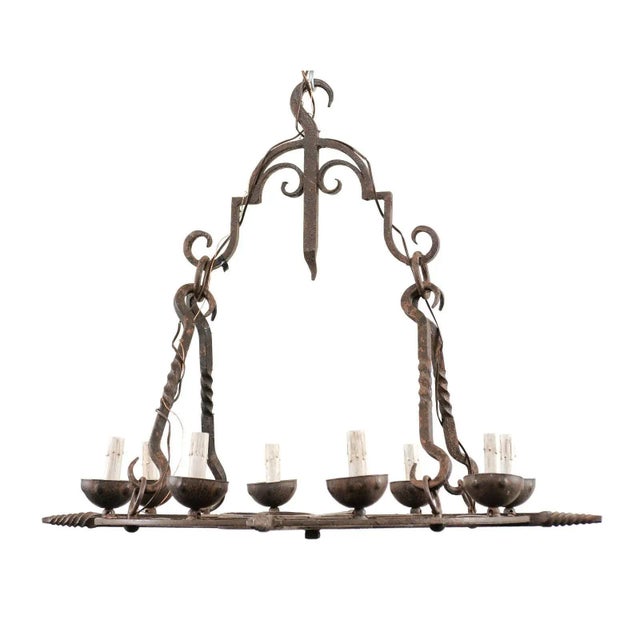 Mid 20th Century French Eight-Light Chandelier For Sale - Image 11 of 11
