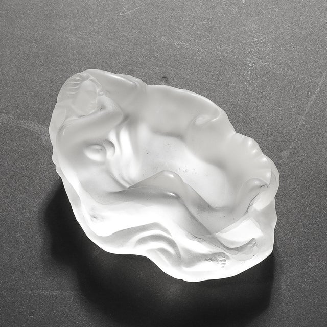 MidCentury Frosted Glass Sleeping Beauty Sculptural Nude Dish Signed R Lalique For Sale - Image 17 of 18