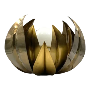 Lotus Flower Brass Floor/Table Lamp, Attr. Bottega Gadda, Italy, 1970