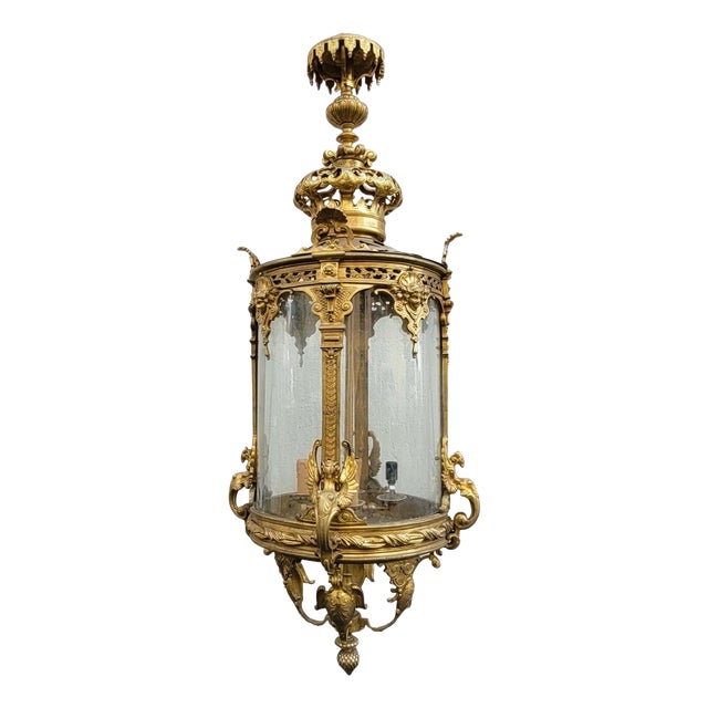 20th Century Gilt Bronze Lantern For Sale