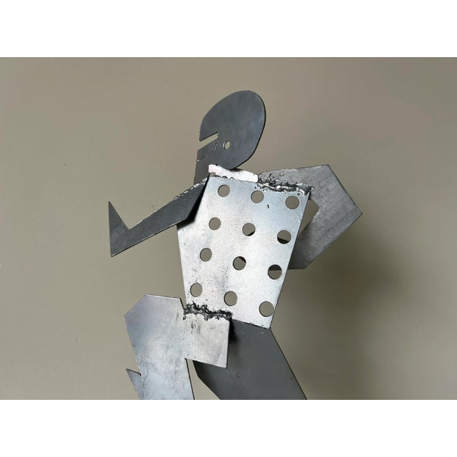 1980s Vintage Metal Football Player Art Sculpture For Sale - Image 5 of 13