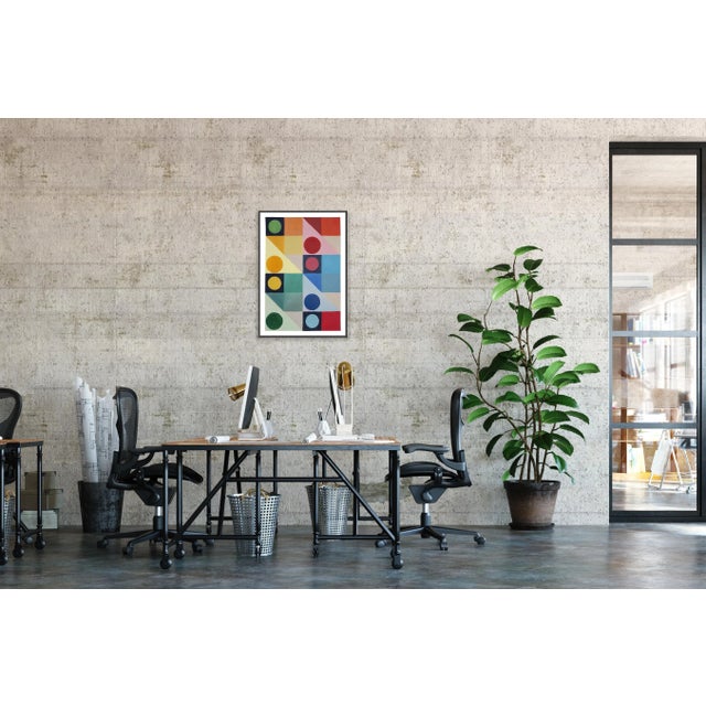 Paper 2023 "Primary Tones Geometric Rainbow" Contemporary Abstract Acrylic Painting on Watercolor Paper by Natalia Roman For Sale - Image 7 of 8