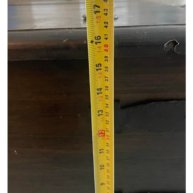 Rustic Solid Wood Trunk Coffee Table With Wrought-Iron Hinges, Square For Sale - Image 12 of 12