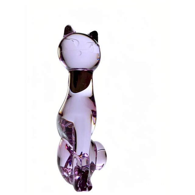 Signed murano glass cat sculpture, 1960s - top murano - year: circa 1960, unidentified signature materials: purple...