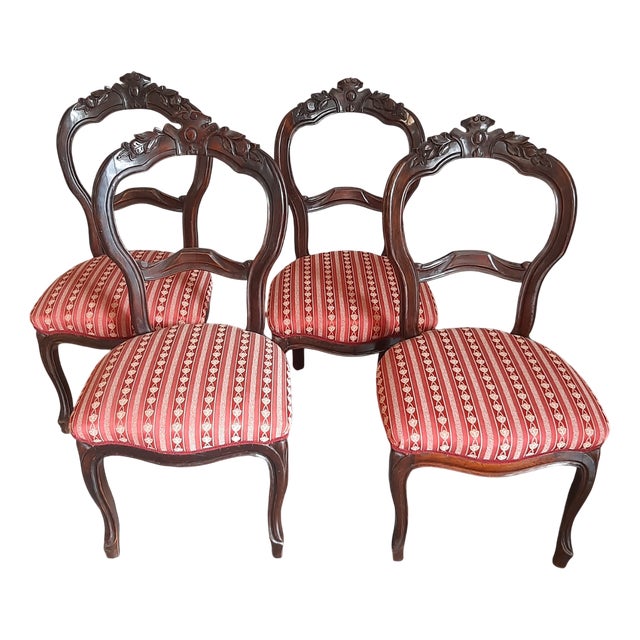 Antique Italian Wooden Chairs, 1900s, Set of 4 For Sale