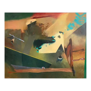 1990 Untitled Abstract Oil Painting on Canvas Renowned Illustrator Sf Artist Bill Shields