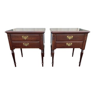 1980s Ethan Allen Georgian Court Cherry Nightstands- a Pair For Sale