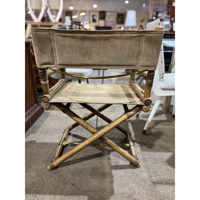 Brown 1980’s McGuire for San Francisco Bamboo & Suede Directors Chair Dining Set For Sale - Image 8 of 12