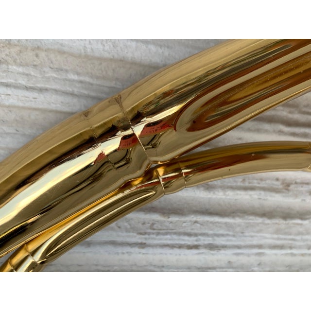 Late 20th Century Mid-Century Modern Italian Faux Bamboo Gilt Metal Queen Headboard For Sale - Image 5 of 18