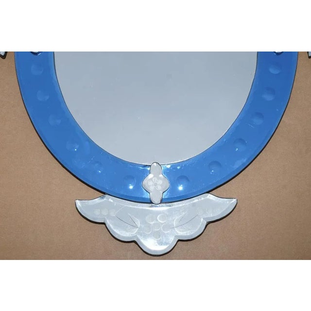 We are delighted to offer for sale this lovely vintage Cobalt blue, engraved and etched Italian Venitian wall mirror A...