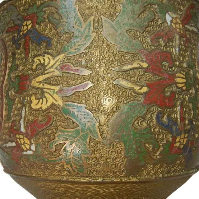 Metal Bronze Chinese Cloisonne Table Lamp With Foo Guard Dogs For Sale - Image 7 of 7