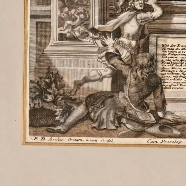 Paper Hand-Colored Engraving, Battle of Gibraltar, Germany Circa 1720 For Sale - Image 7 of 11