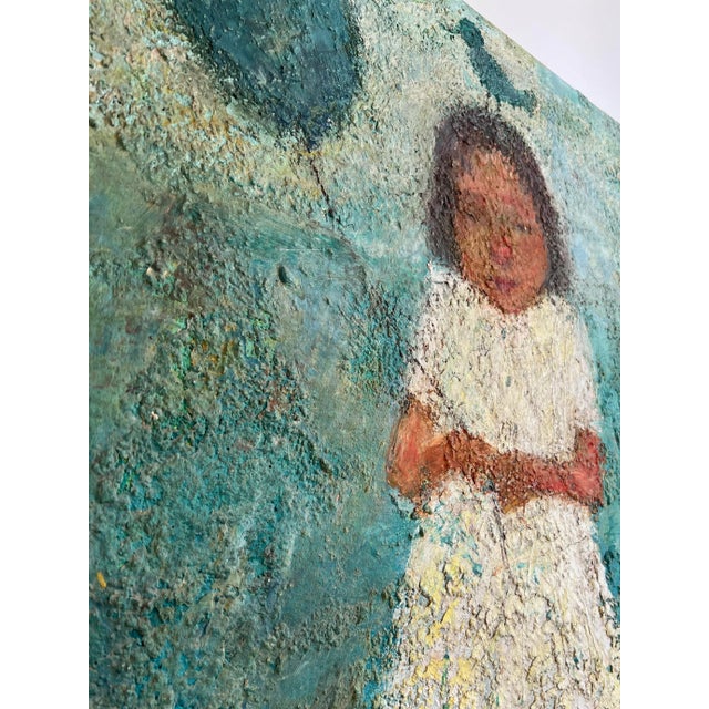 Girl With Blue Balloon 2005 Large Statement Piece Oil Painting by Zaza Khabuliani, Original, Signed For Sale - Image 11 of 12