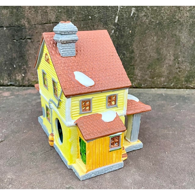 Farmhouse Vintage Lighted Porcelain Farmhouse With Snow For Sale - Image 3 of 13