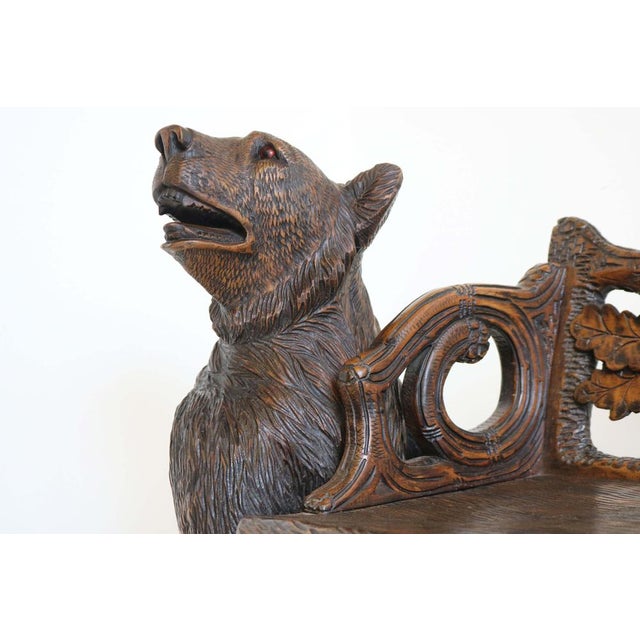 Antique Black Forest Hall Bench, 1890s For Sale - Image 4 of 15