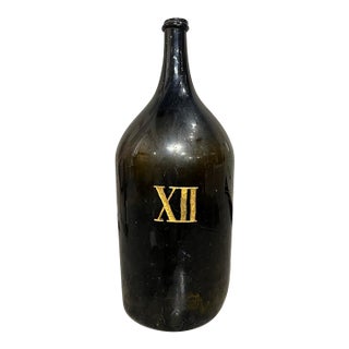 Large Antique French Hand Blown and Painted Wine Bottle, Normandy, Circa 1880s For Sale