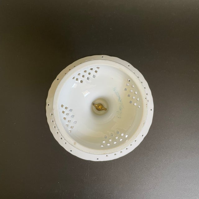 Antique Pedestal Openwork Candy Dish With Hand Painted Roses For Sale - Image 4 of 10