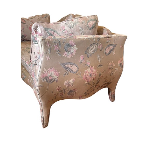 Queen Anne Vintage 1980s Henredon Schoonbeck Pastel Boudoir Loveseat Settee Sofa For Sale - Image 3 of 11