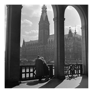 Couple Standing at Colonnade to City Hall Hamburg, Germany 1938, Printed 2021 For Sale